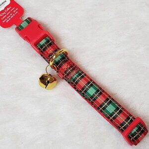 Pet Holiday Collection Medium Red & Green Plaid Jingle Bell Dog Christmas Collar